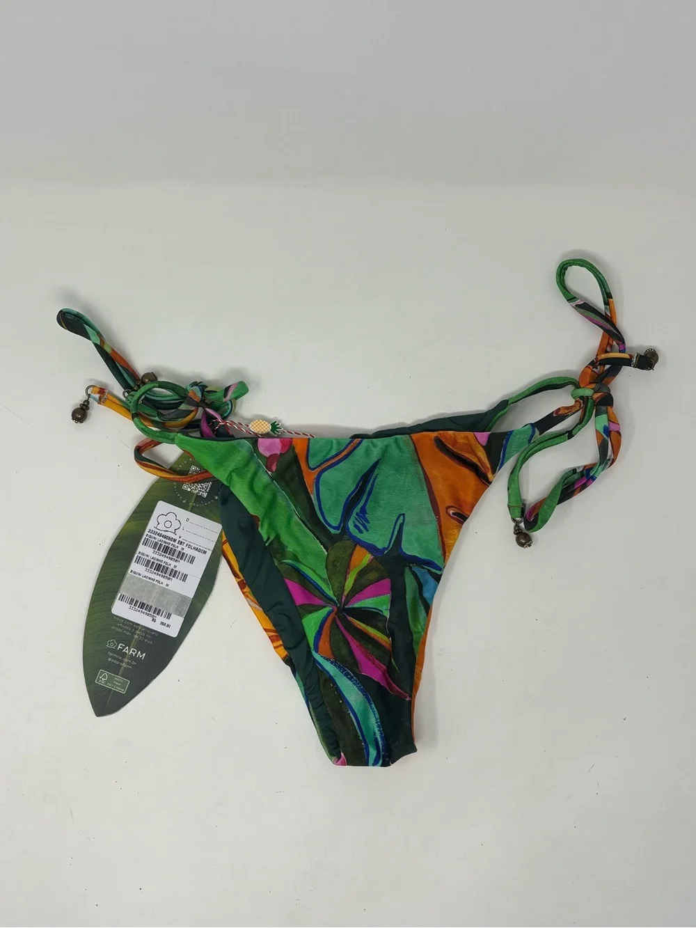NWT FARM RIO FOLIAGE PRINT TIE SIDE BIKINI SIZE MEDIUM BRAZIL $259